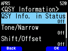 520 - QSY Info in Status - Off